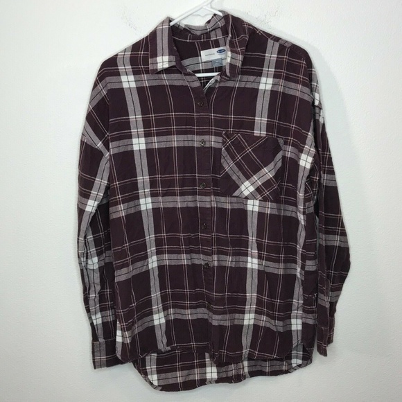 Old Navy Tops - Old Navy Boyfriend Plaid Flannel Button Down Shirt